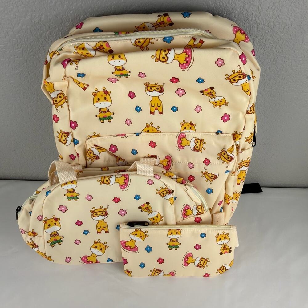 NWOT Giraffe School Backpack Girls, 3Pcs Waterproof Lunch bag pencil case - Picture 8 of 13